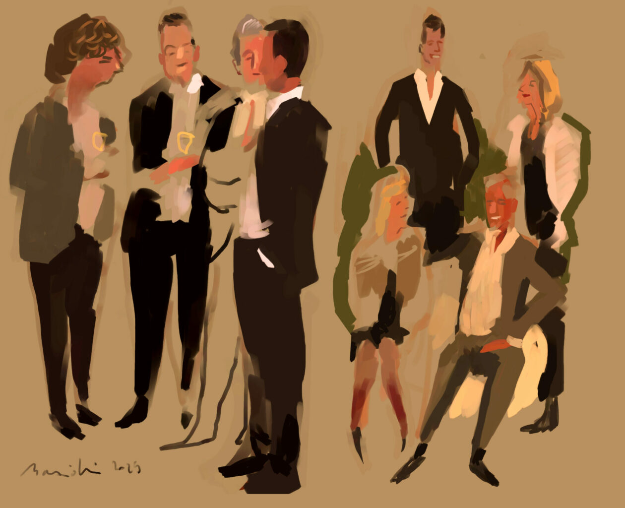 digital live portrait de groupe lors d'une soirée prestigieuse à Paris